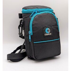 VTG Coast Camera Bag Shoulder Strap Black Blue Teal Accents Retro Case 2 Compart